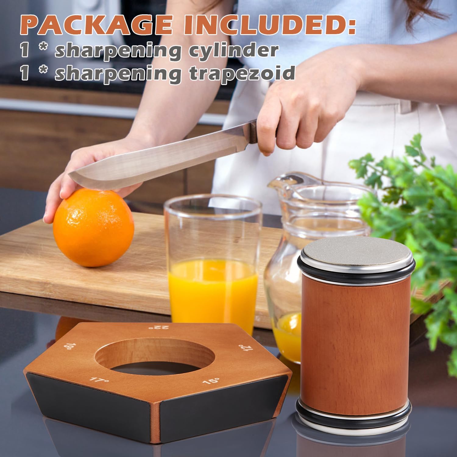 Manual Diamond Knife Sharpener | Premium Wooden Base & Magnetic Angled Design for Professional Kitchen Use