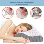 Orthopaedic Memory Foam Pillow | Ergonomic B-Shape Design & Adjustable Height for Neck and Spine Support