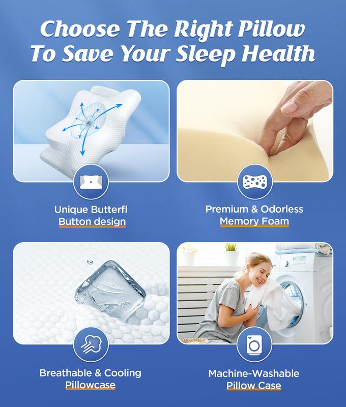 Memory Foam Neck Pillow | Ergonomic Support for Neck Pain Relief at Home