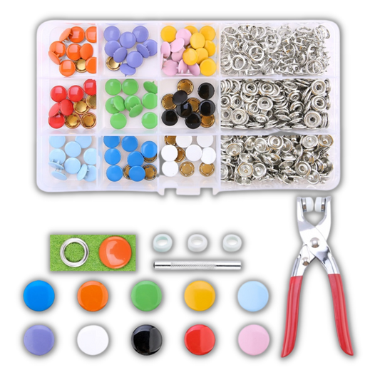 Press Stud Tool Kit – Durable Metal Buttons for Clothes, Bags & Repairs | 9.5mm Snap Fastener Set