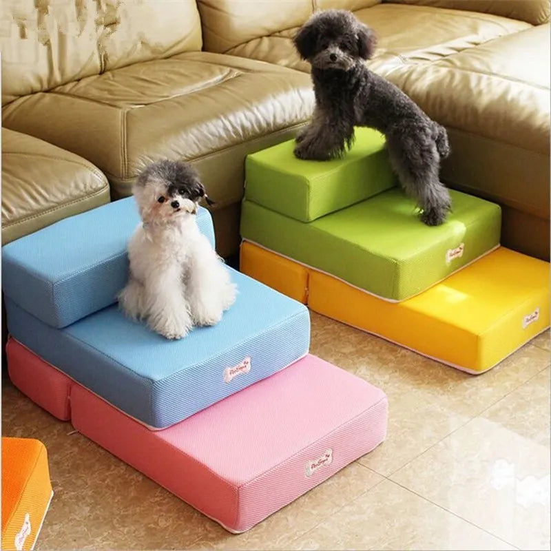 Dog Stairs for Sofa & Bed | Non-Slip, Soft Foam Steps for Small & Older Pets
