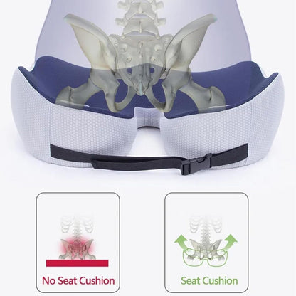 Adjustable Memory Foam Seat Cushion | Ergonomic Design for Tailbone Relief and Lower Back Support