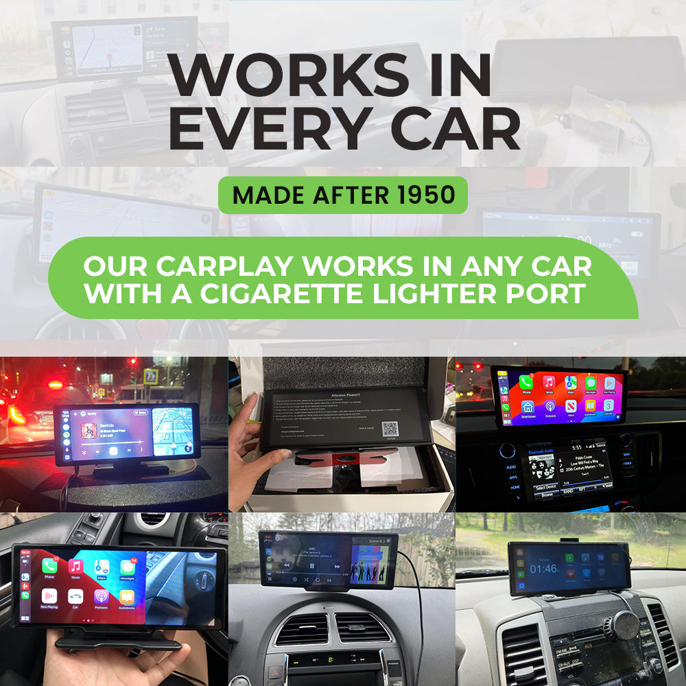 Portable CarPlay & Android Auto Display | 10.26-Inch Touchscreen, Hands-Free Control & Easy Installation for All Vehicles