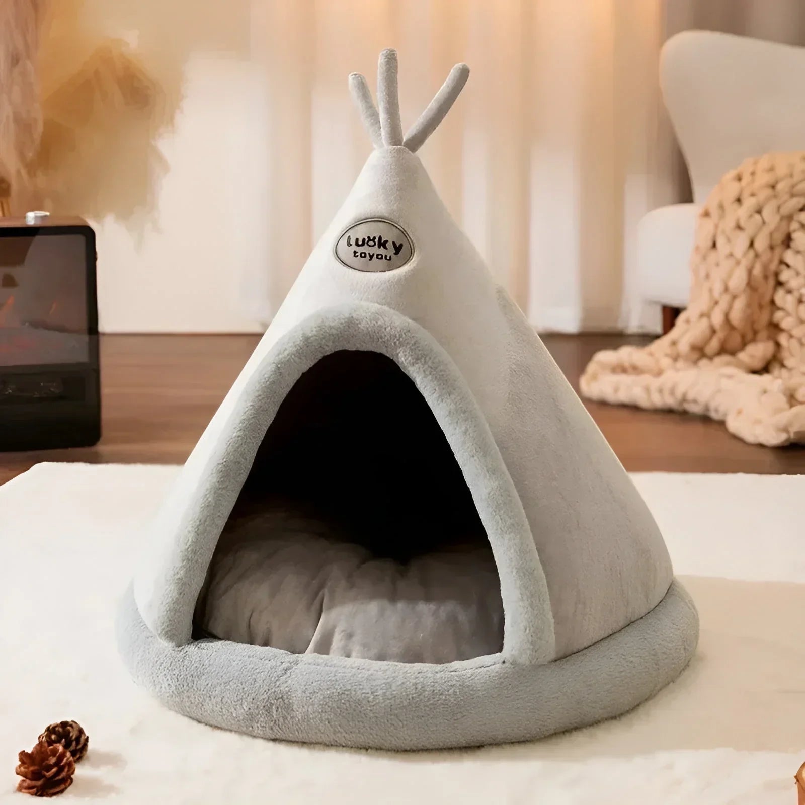 Cuddly Cave for Pets | Soft, Heat-Retaining Teepee Design for Small Dogs and Cats