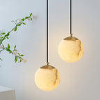 Alabaster Globe Pendant Light Fixture - Modern Hanging Ceiling Lamp for Kitchen, Dining Room & Entryway