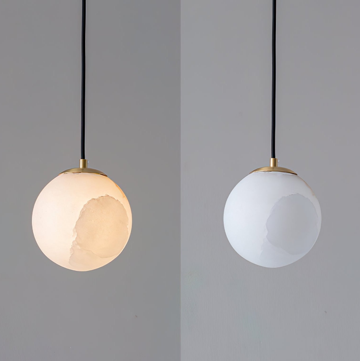 Alabaster Globe Pendant Light Fixture - Modern Hanging Ceiling Lamp for Kitchen, Dining Room & Entryway