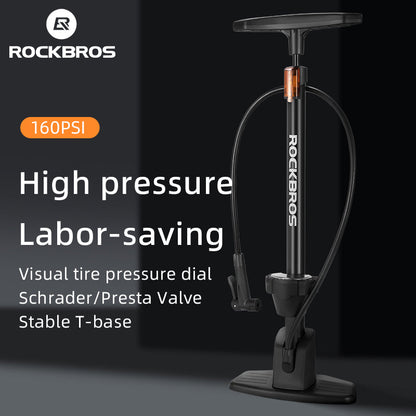 High Pressure Bicycle Floor Pump | 160 PSI, Schrader/Presta Valve & Ergonomic Design for Bikes, Motorcycles & Sports Equipment