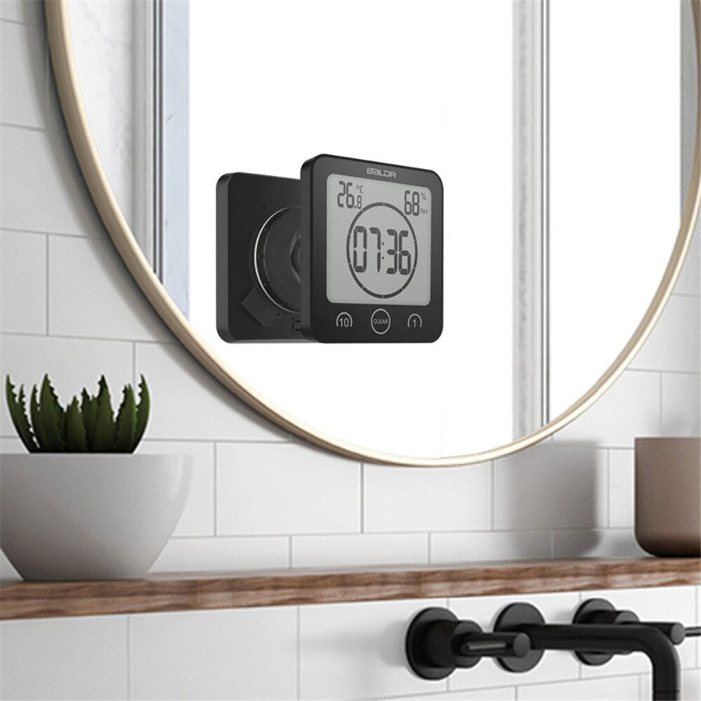 Waterproof Shower Clock with Suction Cup Mount - Digital Timer for Bathroom & Shower Use