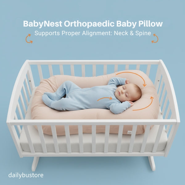 Orthopaedic Baby Pillow | Hypoallergenic, Breathable & Supports Healthy Head Shape for Newborns and Infants