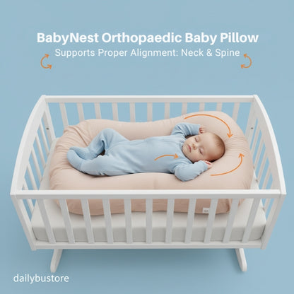 Orthopaedic Baby Pillow | Hypoallergenic, Breathable & Supports Healthy Head Shape for Newborns and Infants