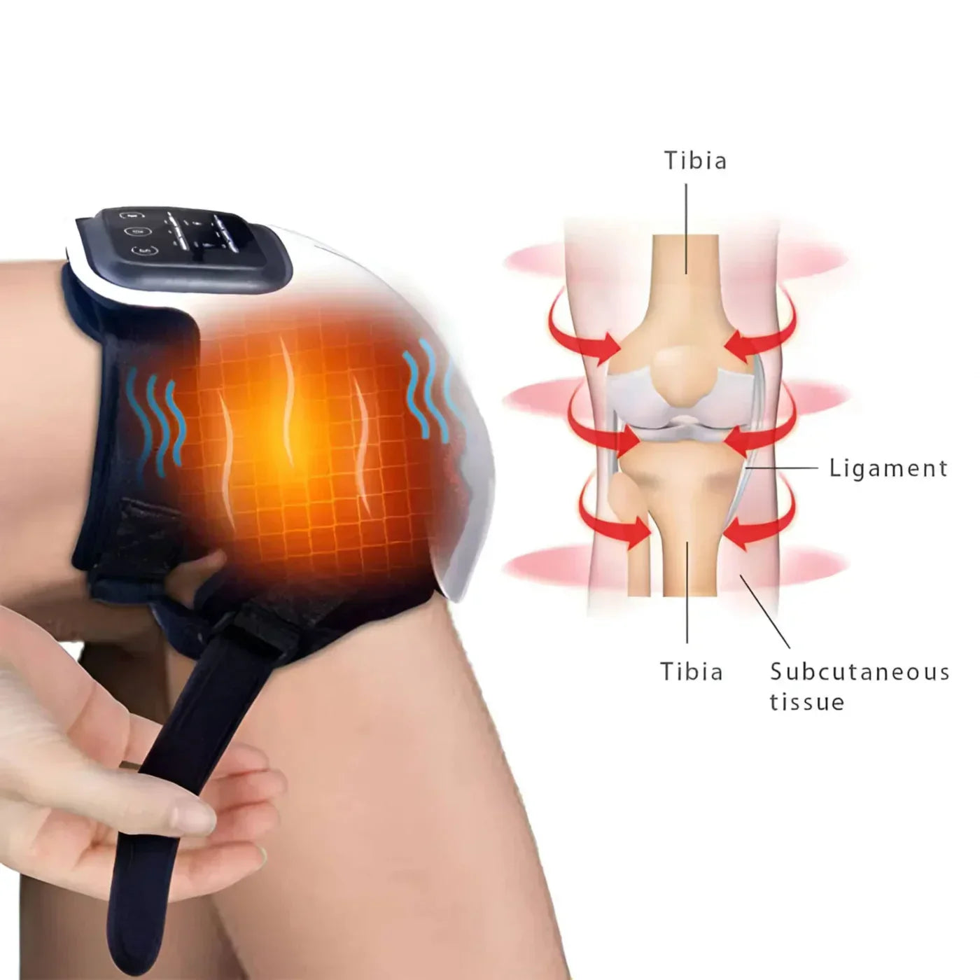 Knee Massager Machine | Pain Relief with Vibrations, Hot Compress & Laser Therapy for Arthritis Recovery