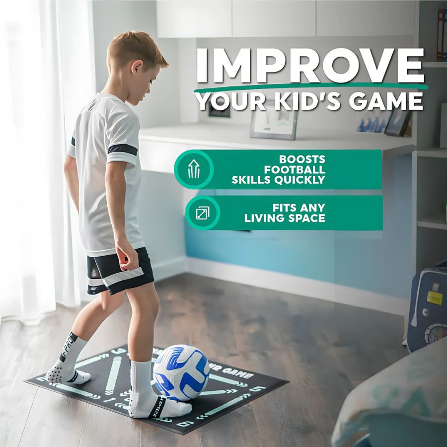 Football Pro Training Mat | Anti-Slip, 2x2m for Dribbling, Coordination & Daily Practice at Home