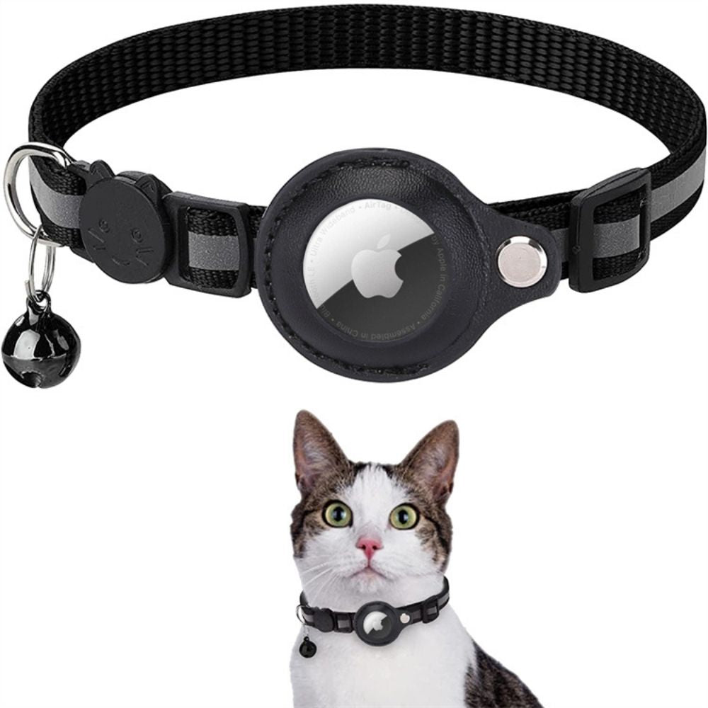 Cat Collar with Safety Buckle | GPS Tracker Holder, Reflective Design & Quick-Release for Nighttime Safety