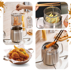 2-in-1 Stainless Steel Deep Frying Pot | Heat-Resistant Handle & Easy Oil Straining for Home Cooking