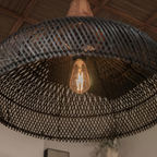 Rattan Pendant Light Fixture - Bohemian Style Hanging Lamp for Living Room, Dining Room & Kitchen Decor