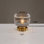 1-Light Oval Glass Table Lamp with Striped Design for Living Room & Bedroom Lighting