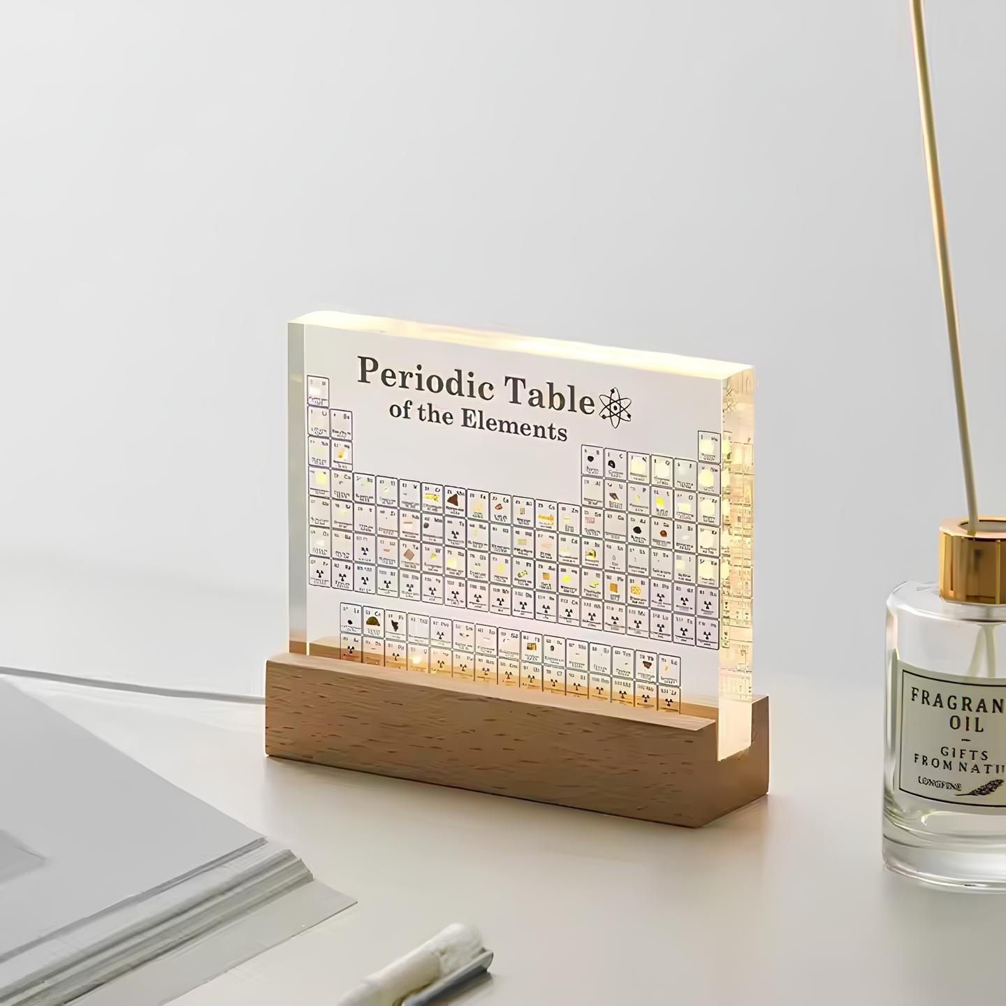 Illuminated Periodic Table with Real Elements | Premium Acrylic Display for Educational Use and Home Decor