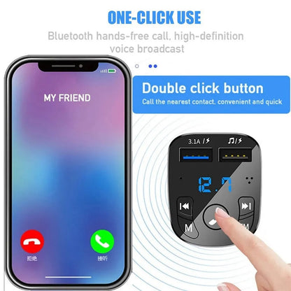 Car MP3 Player with Dual USB Fast Charger | Bluetooth 5.0, FM Transmitter & Hands-Free Calling for Enhanced Driving Experience