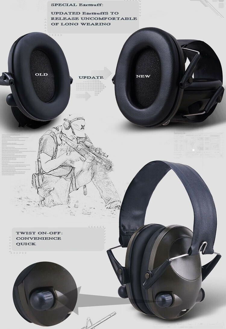 Electronic Noise Reduction Earmuffs | Adjustable, Lightweight with 3.5mm Audio Jack for Shooters and Hunters