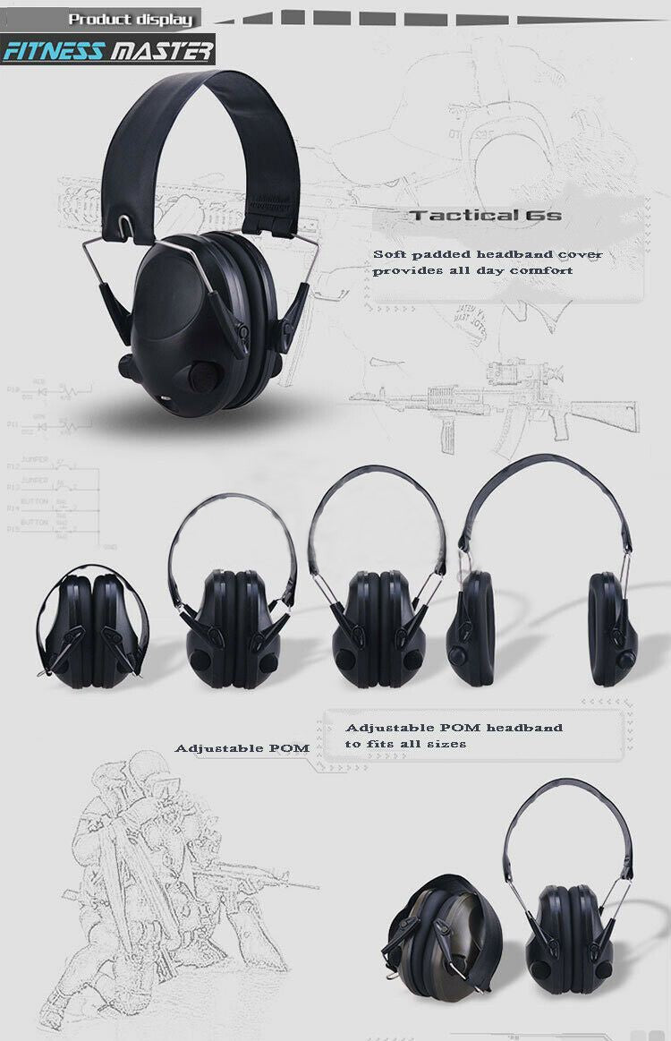 Electronic Noise Reduction Earmuffs | Adjustable, Lightweight with 3.5mm Audio Jack for Shooters and Hunters