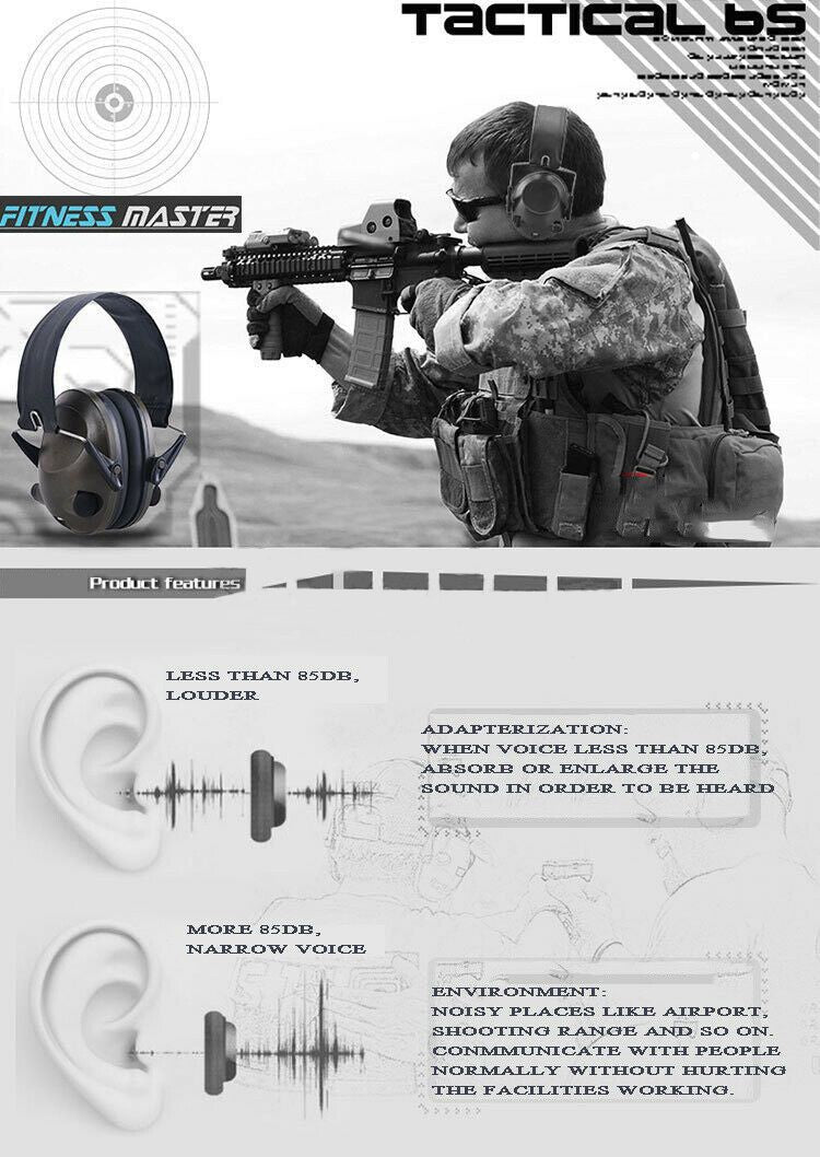 Electronic Noise Reduction Earmuffs | Adjustable, Lightweight with 3.5mm Audio Jack for Shooters and Hunters