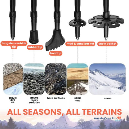 Adjustable Trekking Poles | Lightweight, Shock-Absorbing Design for All Terrains and Hiking Adventures