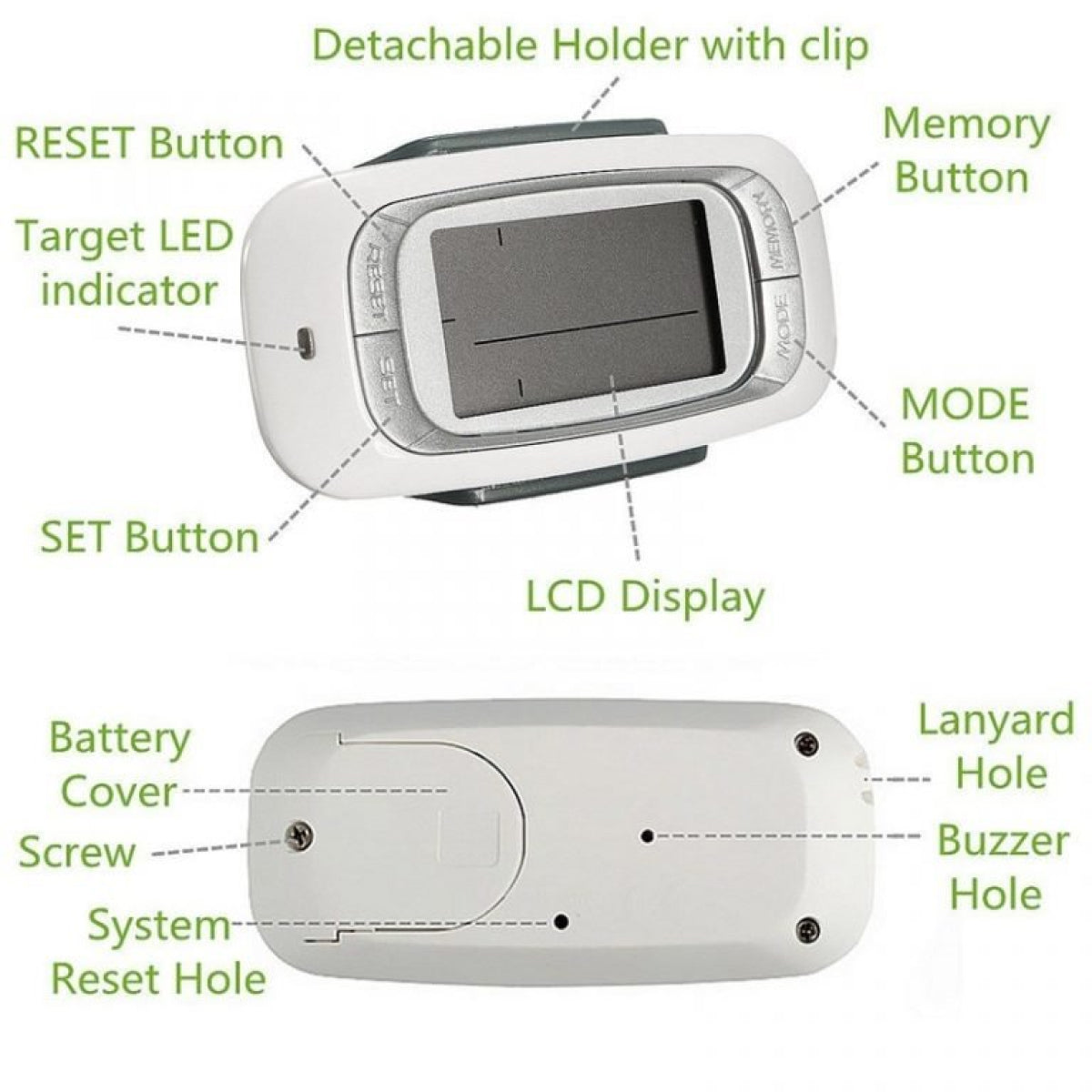 Best Walking 3D Pedometer with Clip and Strap plus. 30 Days Memory, Accurate Step Counter. PREMIUM