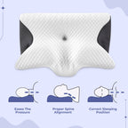 Memory Foam Neck Butterfly Shape Pillow | Ergonomic Design with Armrests for Side & Back Sleepers