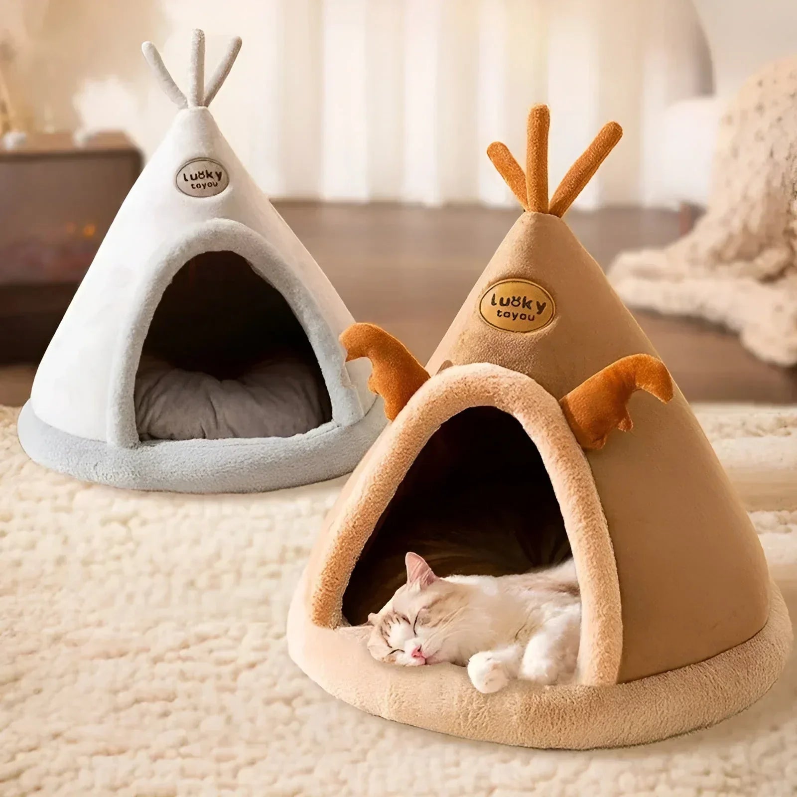 Cuddly Cave for Pets | Soft, Heat-Retaining Teepee Design for Small Dogs and Cats