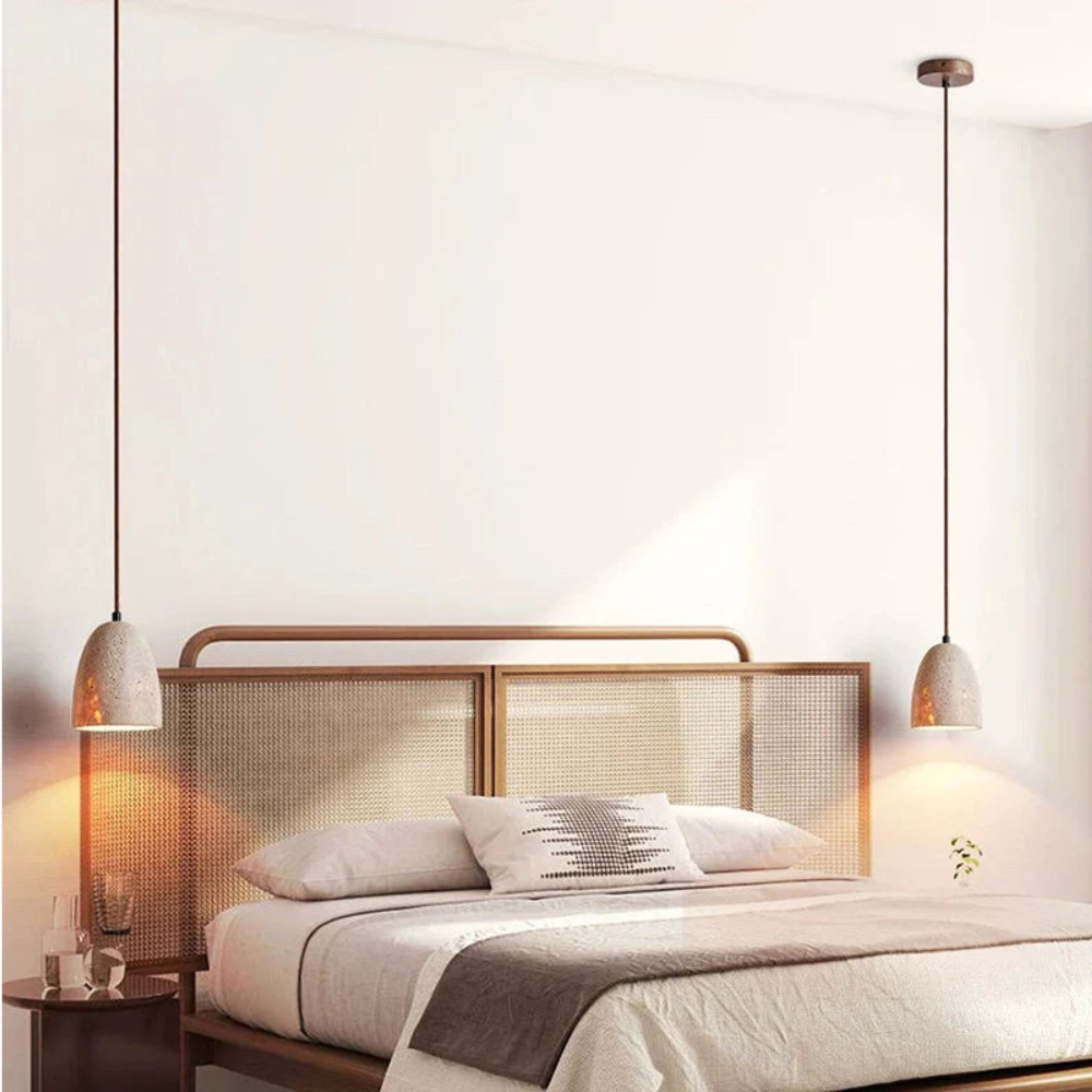 Japanese Style Yellow Travertine Pendant Light Fixture for Modern Home Decor & Dining Spaces