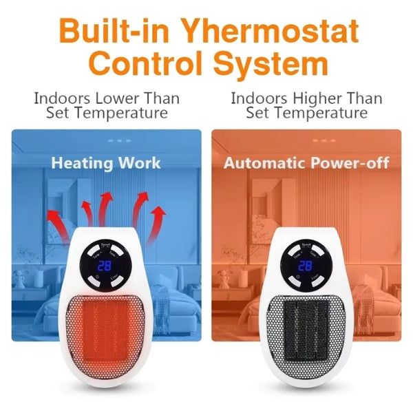 Compact Electric Heater - Portable USB & Plug-In Mini Space Heater for Home Office, Bedroom, and Travel Use