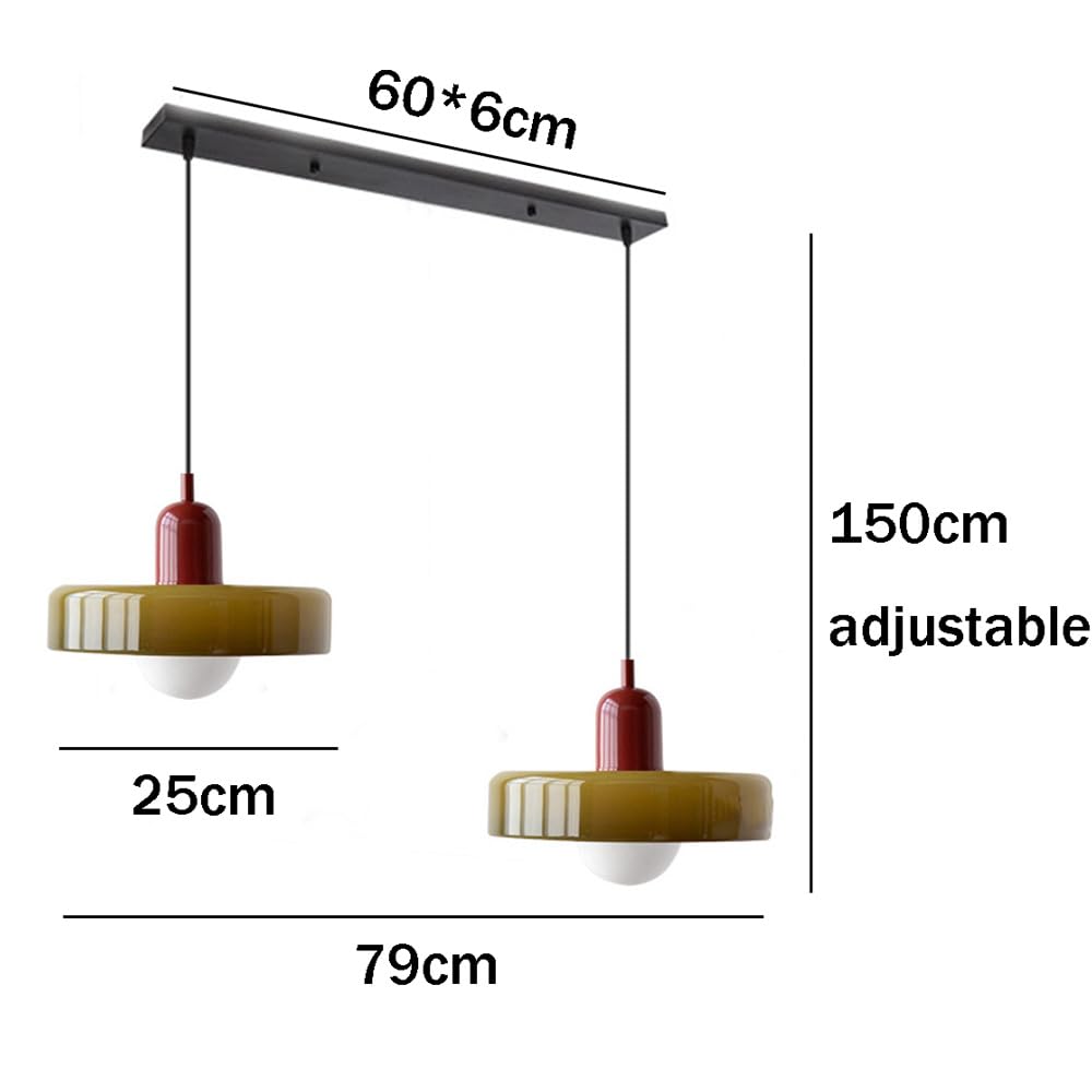 LED Glass Pendant Light with 2 Heads - Modern Design for Kitchen Island & Dining Room Lighting