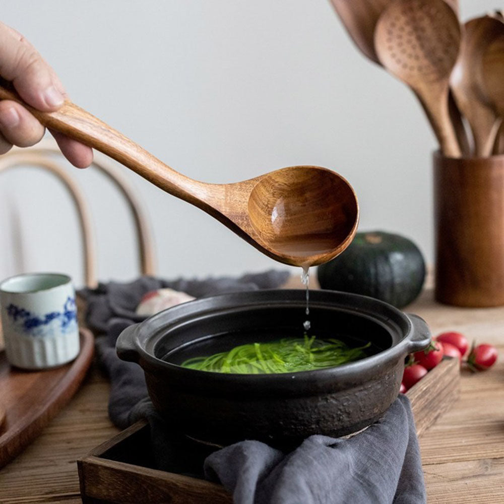 Wooden Kitchen Utensils Set - Teak Wood Cooking Utensils and Spoons for Stylish Kitchens, Best Wooden Kitchen Utensils