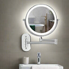 Rechargeable LED Magnifying Makeup Mirror in Chrome Silver Finish for Bathroom Use
