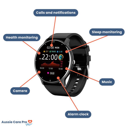 Smart Health Watch | Blood Pressure, Heart Rate & SpO₂ Monitor for Fitness Tracking & Sleep Analysis