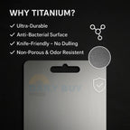 100% Medical Titanium Cutting Board | Durable, Non-Porous Surface for Safe Food Preparation & Easy Cleaning