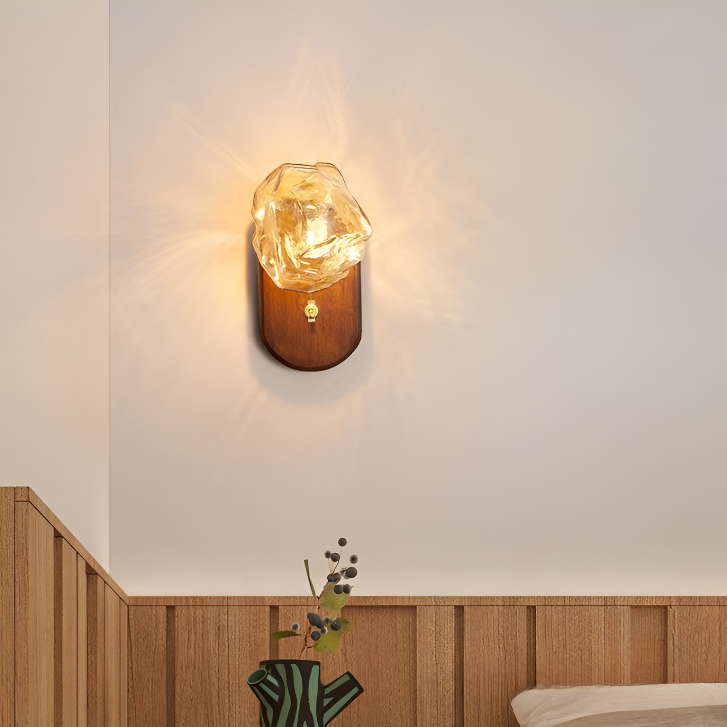 Ice Glass Cube Wall Lamp - Nordic Style Fixture for Modern Home Decor & Ambient Lighting