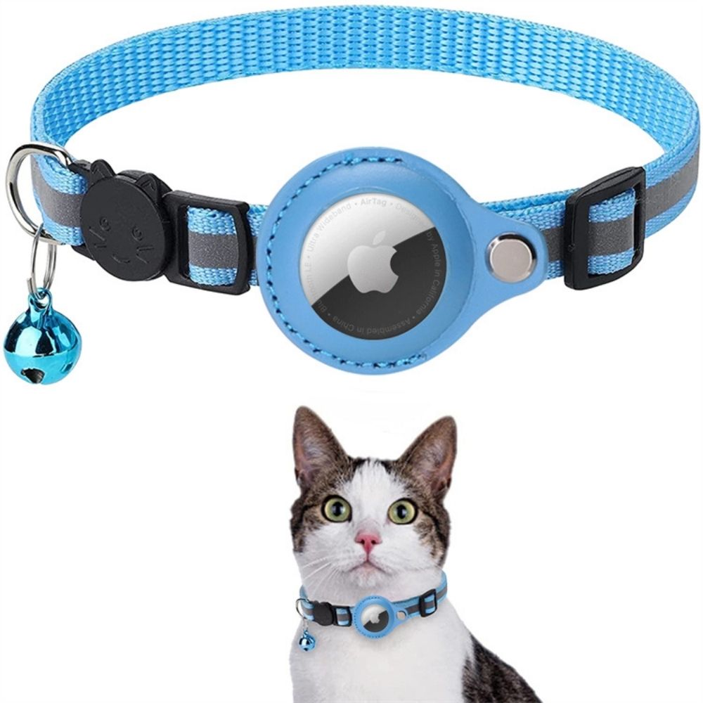 Cat Collar with Safety Buckle | GPS Tracker Holder, Reflective Design & Quick-Release for Nighttime Safety