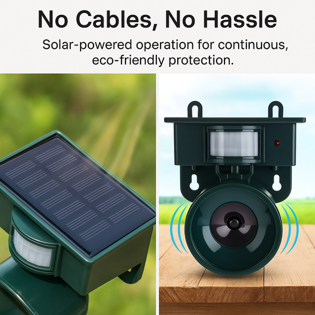 Motion Sensor Bird Deterrent | Eco-Friendly Pigeon Repeller with Sound Scarer for Gardens & Outdoor Spaces