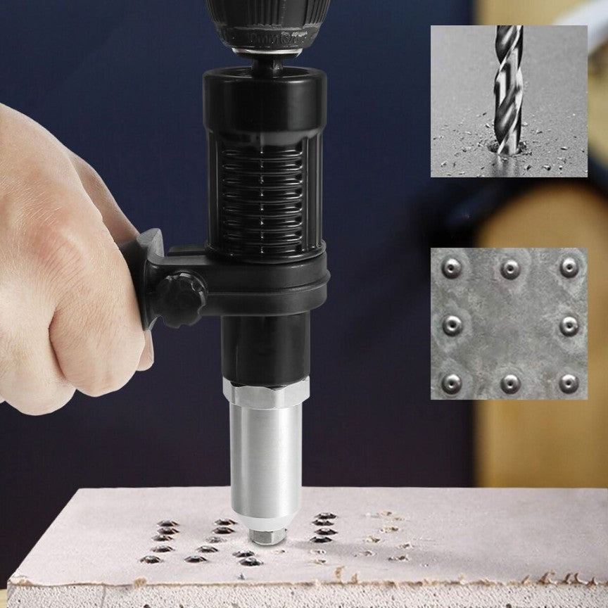 Cordless Rivet Tool for Drill | Efficient, Versatile Adapter with 4 Nozzles for Quick Electrical Riveting Tasks