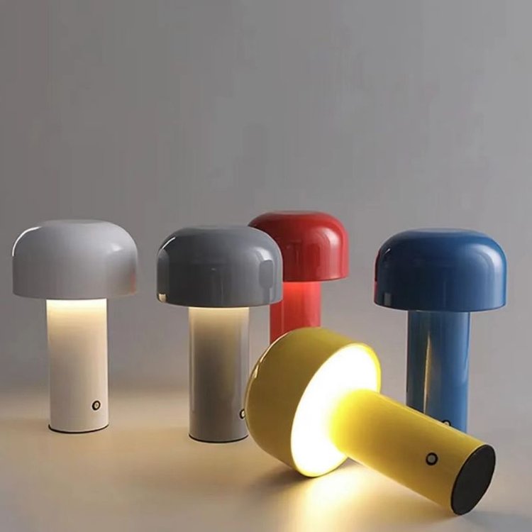 LED Mushroom Rechargeable Table Lamp - Portable Night Light with Adjustable Brightness for Home, Office, and Outdoor Use