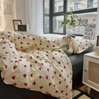 Love Heart Bedding Set - Soft Microfiber Comforter & Sheet Set for Kids' Bedrooms & Romantic Decor