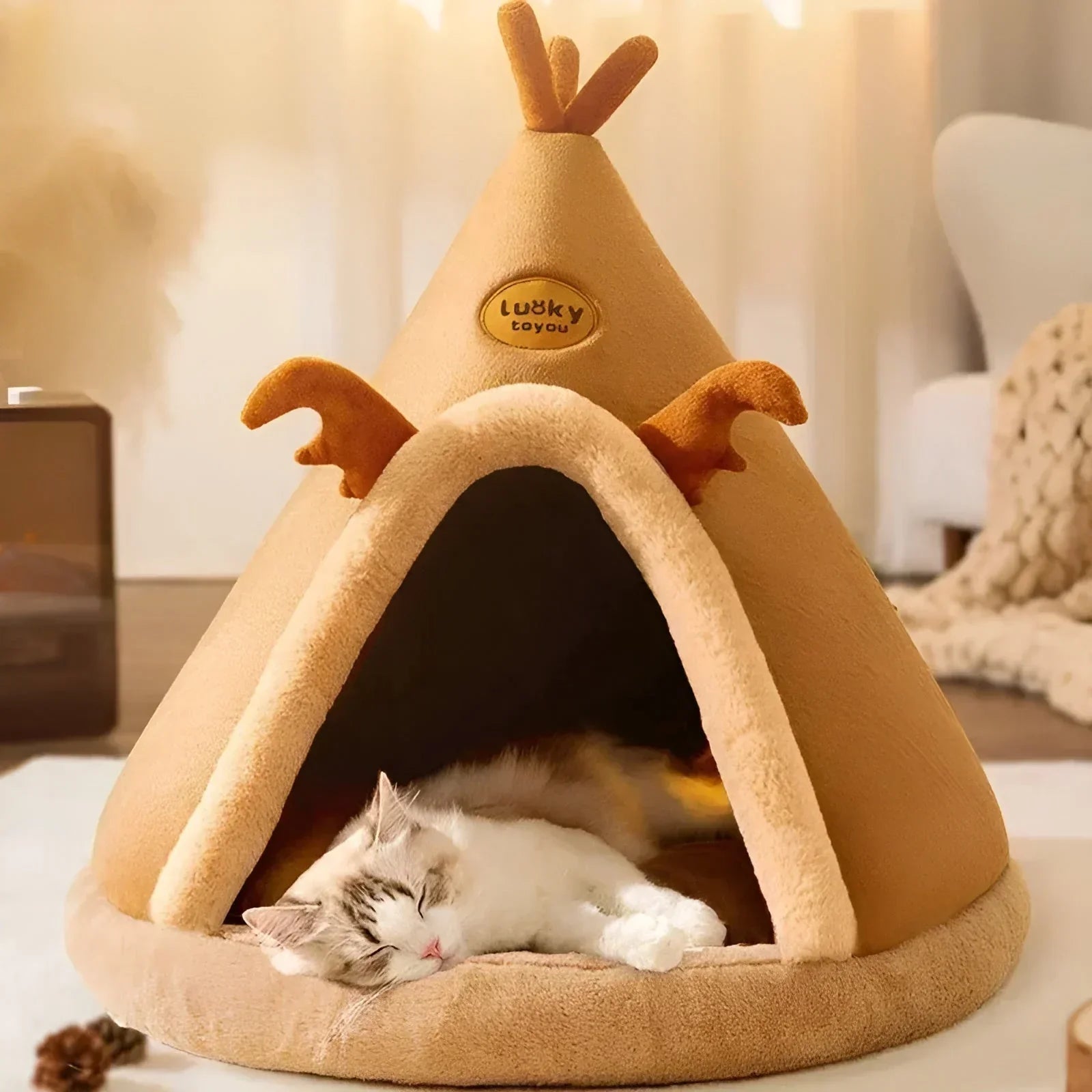 Cuddly Cave for Pets | Soft, Heat-Retaining Teepee Design for Small Dogs and Cats