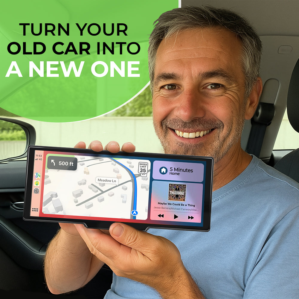 Portable CarPlay & Android Auto Display | 10.26-Inch Touchscreen, Hands-Free Control & Easy Installation for All Vehicles