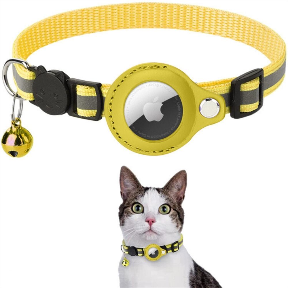Cat Collar with Safety Buckle | GPS Tracker Holder, Reflective Design & Quick-Release for Nighttime Safety