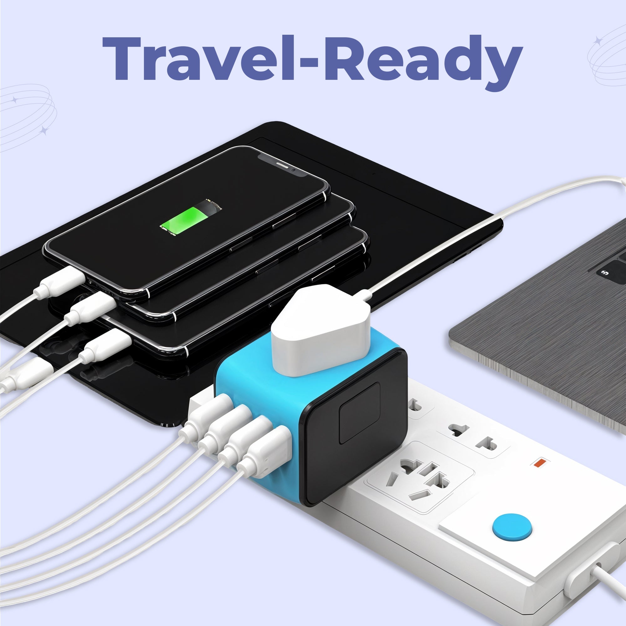 Universal Travel Power Adapter | Compact, Multi-Plug Design with 4 USB Ports for Global Charging Needs