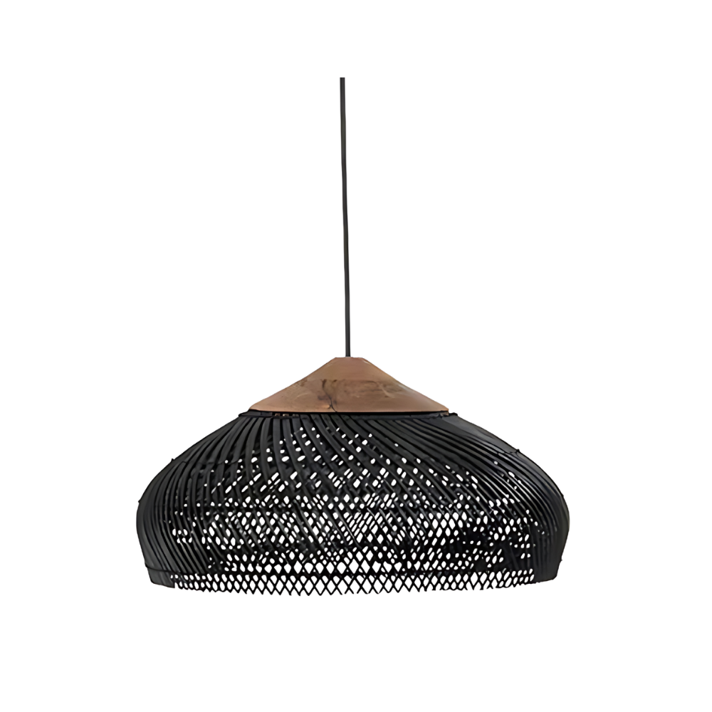 Rattan Pendant Light Fixture - Bohemian Style Hanging Lamp for Living Room, Dining Room & Kitchen Decor