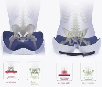 Adjustable Memory Foam Seat Cushion | Ergonomic Design for Tailbone Relief and Lower Back Support