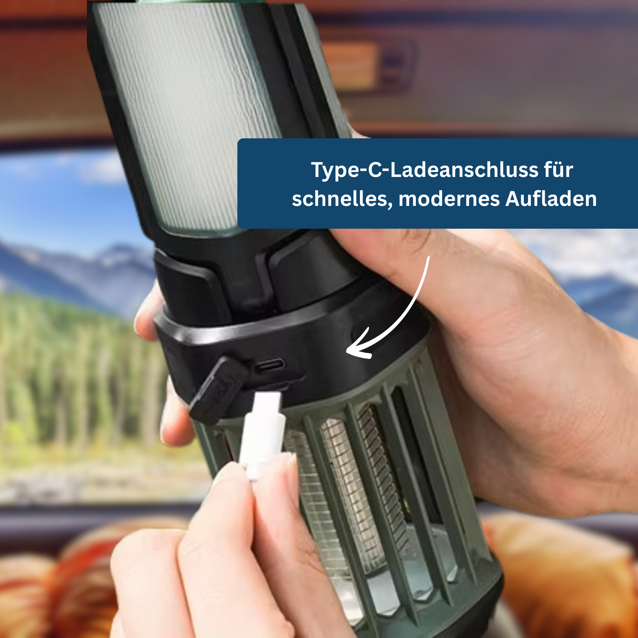 Rechargeable Anti-Mosquito Lantern with LED Light for Camping, Hiking, Fishing & Outdoor Pest Control