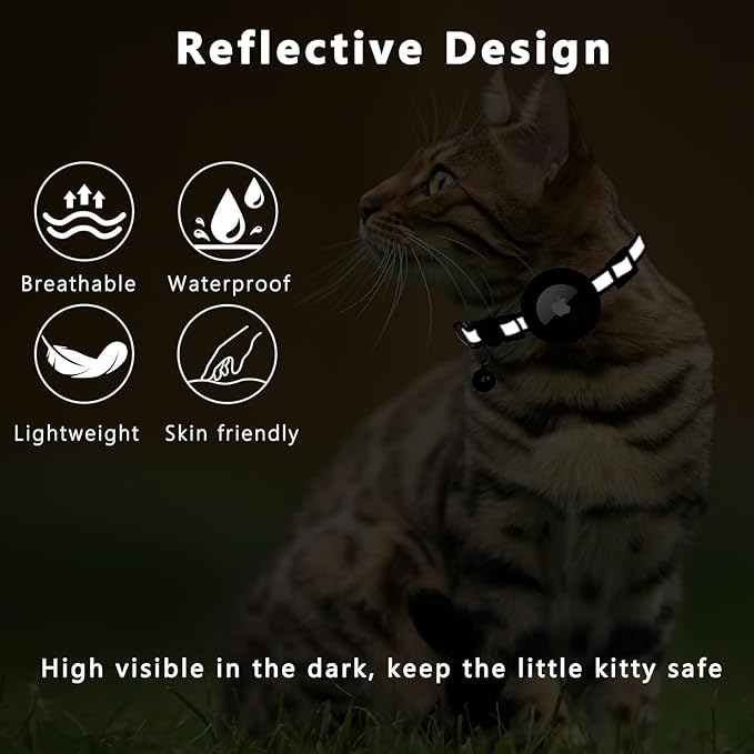 Adjustable GPS Cat Collar | Reflective, Quick-Release Safety Buckle & Ideal for Indoor/Outdoor Use